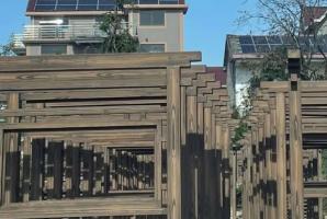 浙江溫州騰蛟鎮第一小學指示牌木紋漆施工效果展示
